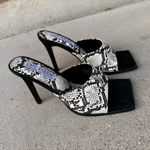 Cape Robbin Black & White Snakeskin Slide Heels